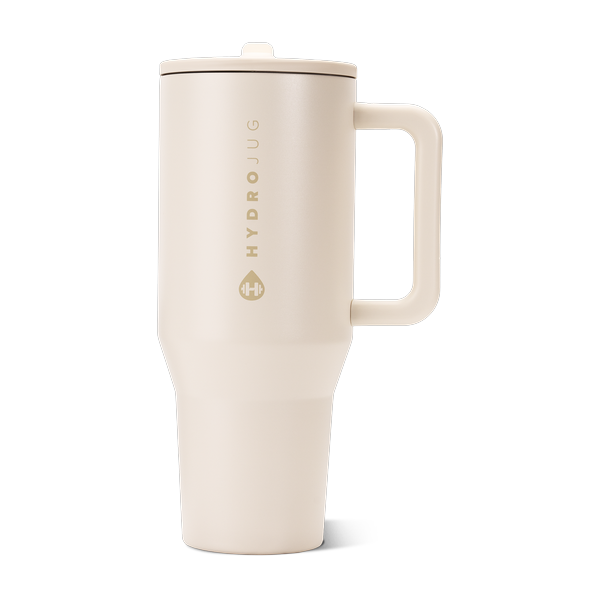 Termo HydroJug Viajero 32oz color crema con sorbete y asa