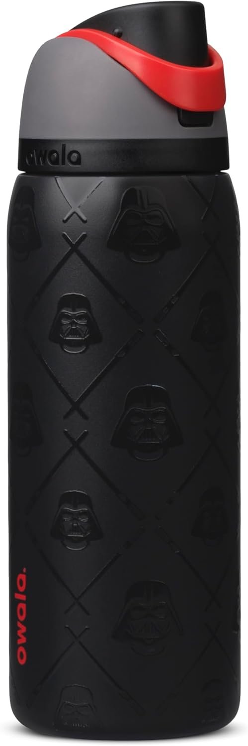 Owala FreeSip 32 oz Star Wars Darth Vader negro con relieves y asa roja
